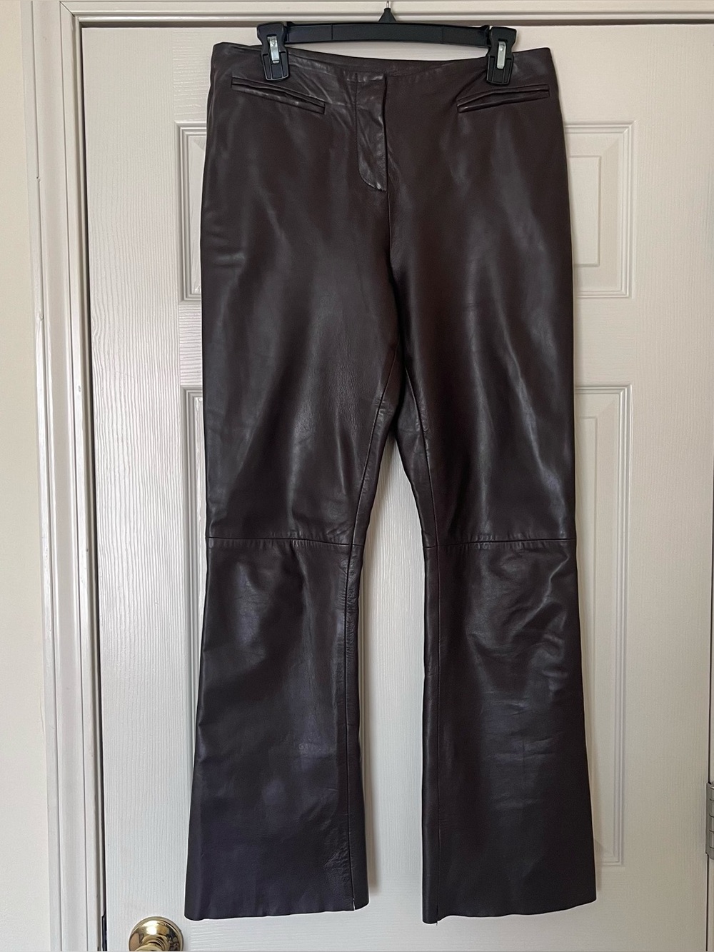Vintage VS2 by Vakko Chocolate Brown 100% Lamb Leather Pants Womens Size 4